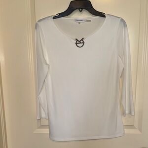 Calvin Klein Cream Long Sleeve Top with Chic Detail